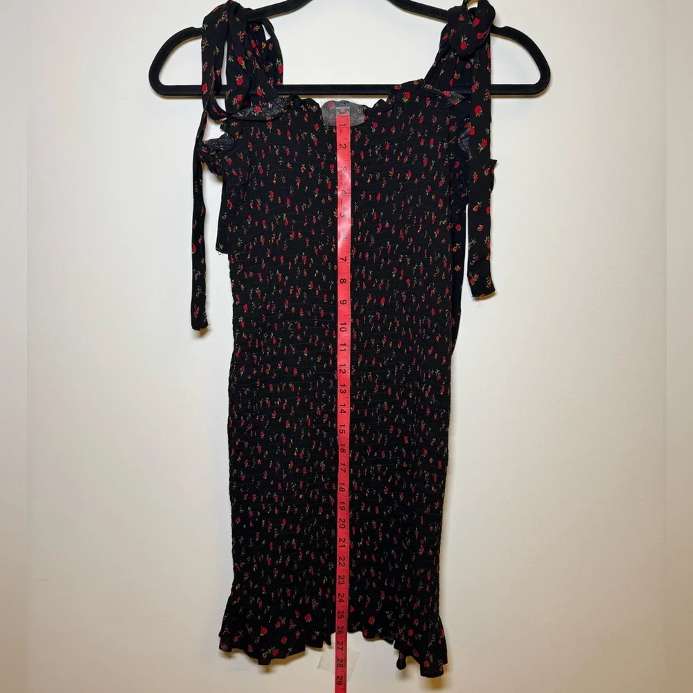 Free People Black & Red Sheath Mini Dress w Bow Tie Shoulder Straps - Size Small - Picture 14 of 14
